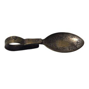 Vintage Curved Handle Baby Spoon Utensil Collectible Engraved Worn